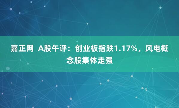 嘉正网  A股午评：创业板指跌1.17%，风电概念股集体走强